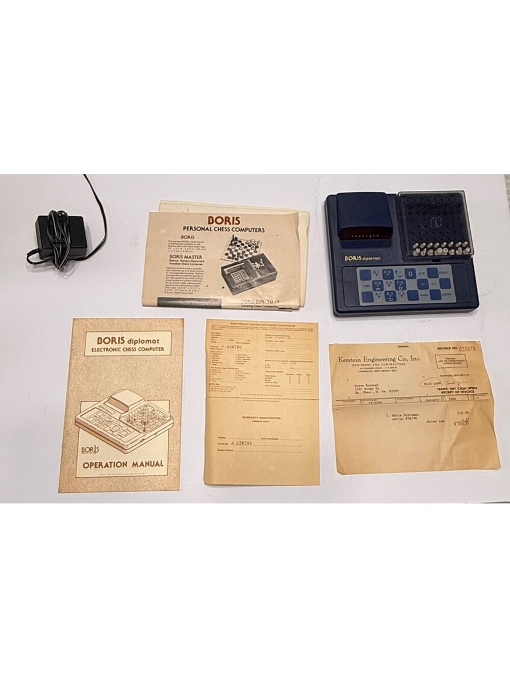 1979 Boris Diplomat Bd-1 Electronic Chess Computer w/ Original Receipt~EUC